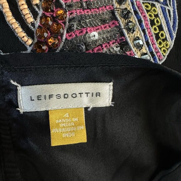 Anthropologie Leifsdottir Embroidered Beaded Elephant Elefanten Dress Size 4 - Picture 3 of 9